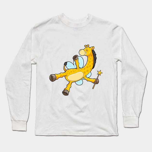 Giraffe as Bee with Wings and Magic wand Long Sleeve T-Shirt by Markus Schnabel